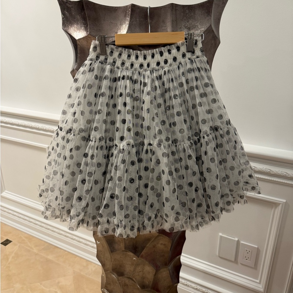 Polka Dot Tulle Skirt - Black and White